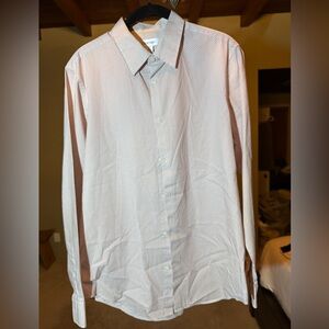 Calvin Klein Men's Red & Blue Dot Patterned Dress Shirt